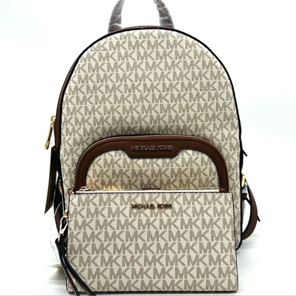 Michael Kors Medium Jaycee Zip Packet Backpack & Double Zip Wallet Wristlet - Picture 1 of 16